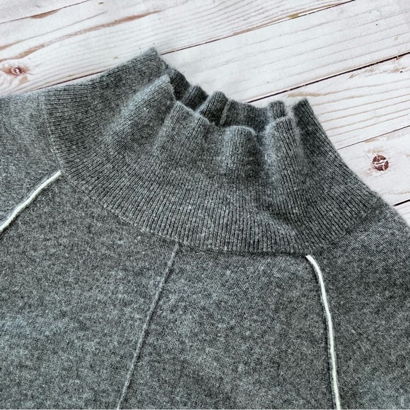 Vineyard Vines 100% Cashmere Two Tone Raglan Mock Neck Sweater in Gray size S - Picture 13 of 15